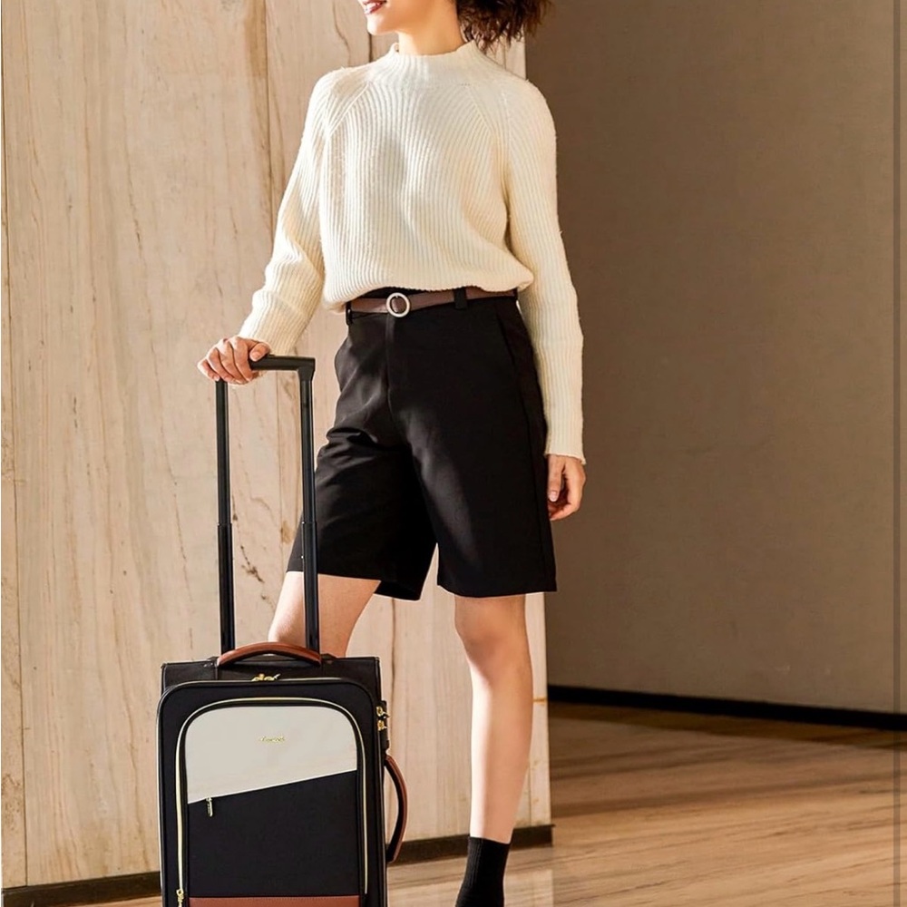 Lovevook Carry on Luggage 22X14X9, 20 Inch Softside Suitcase with 4 Pcs, - Picture 2 of 9